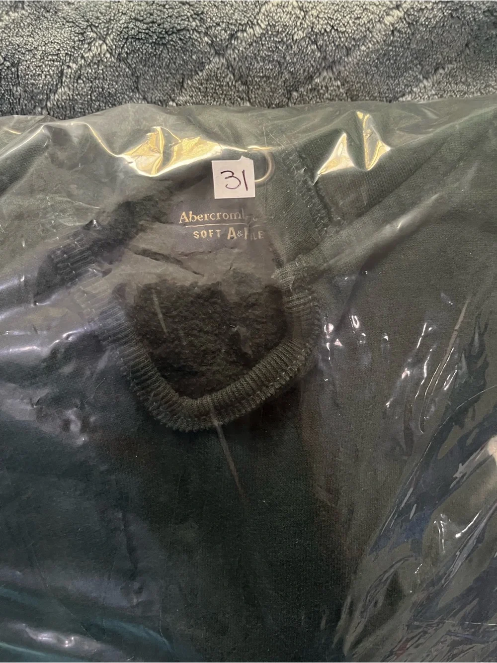 Y2K Abercrombie & Fitch‎ Dark Green Pullover Hoodie with big Sleeve Logo M